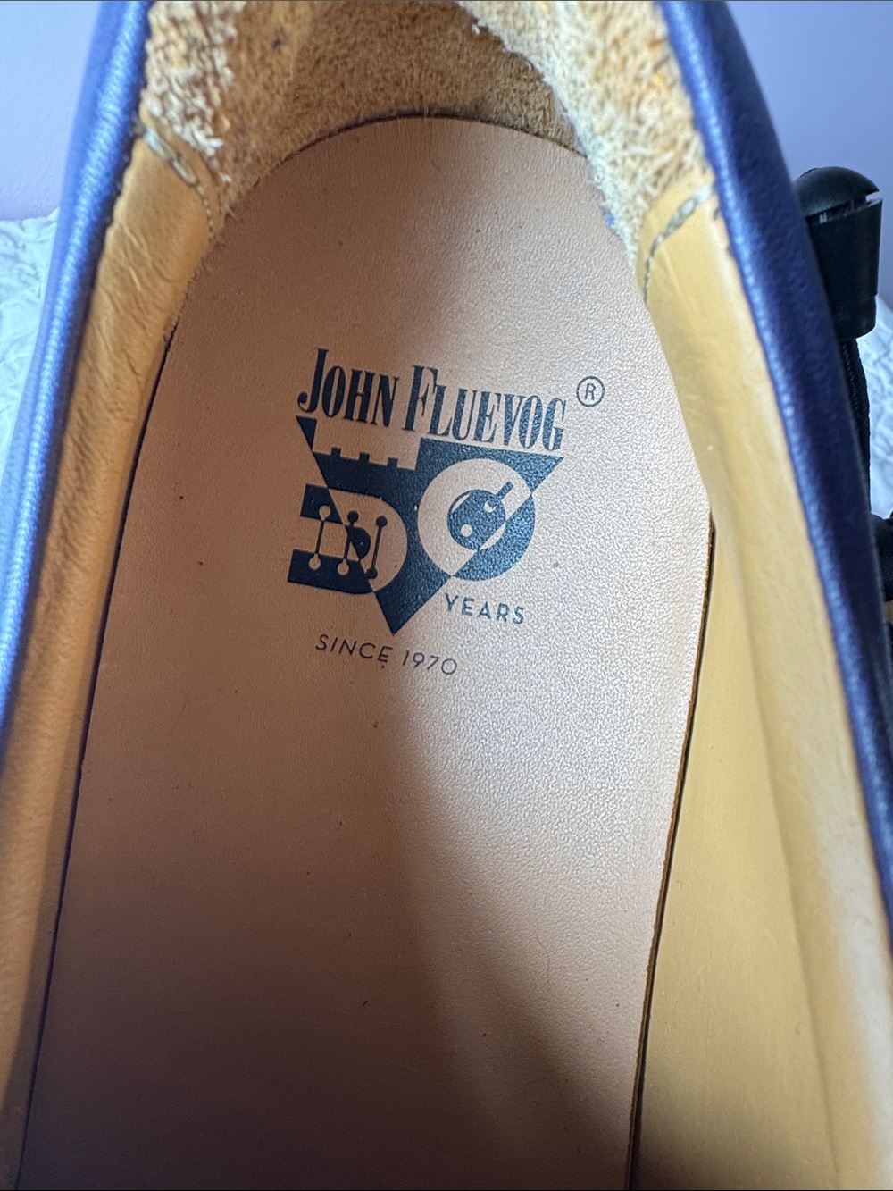 John Fluevog Navy, Green, and Yellow Leather Oxfords - Picture 3 of 13